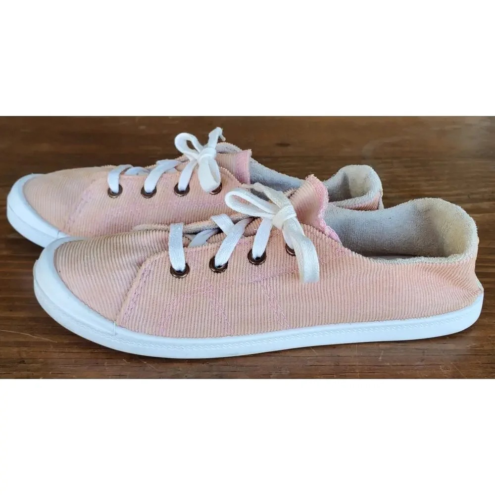 US Sports Pink Corduroy Casual Slip-on Sneakers Women's Size 6.5